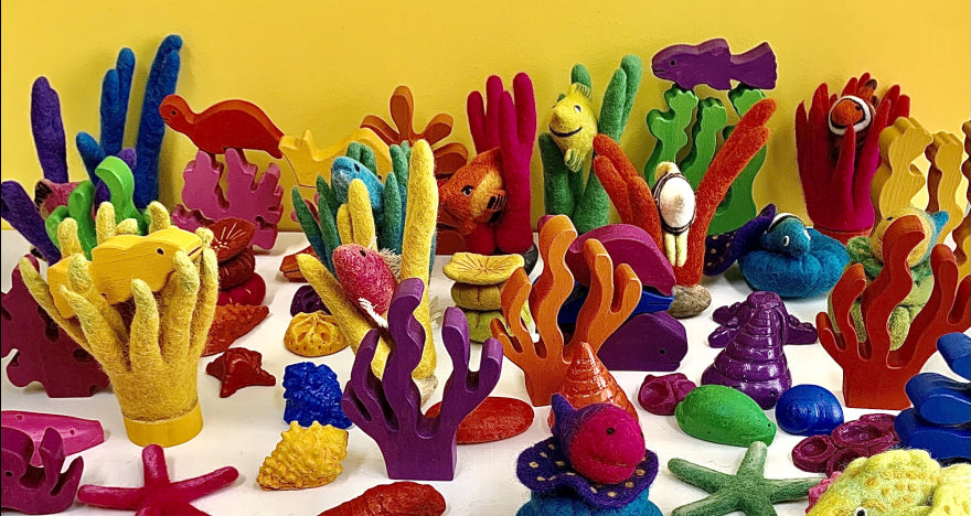 Tropical - Fish - Coral - Palms- Seahorse - Mermaids