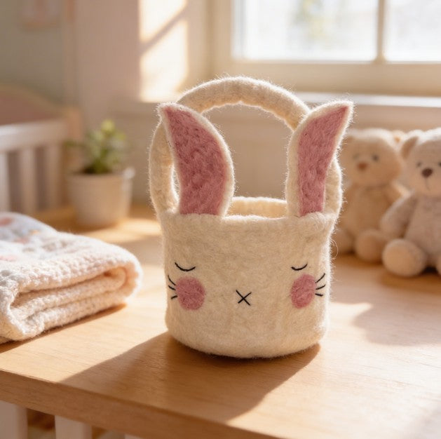 Bunny Egg Basket, (100% wool felt)