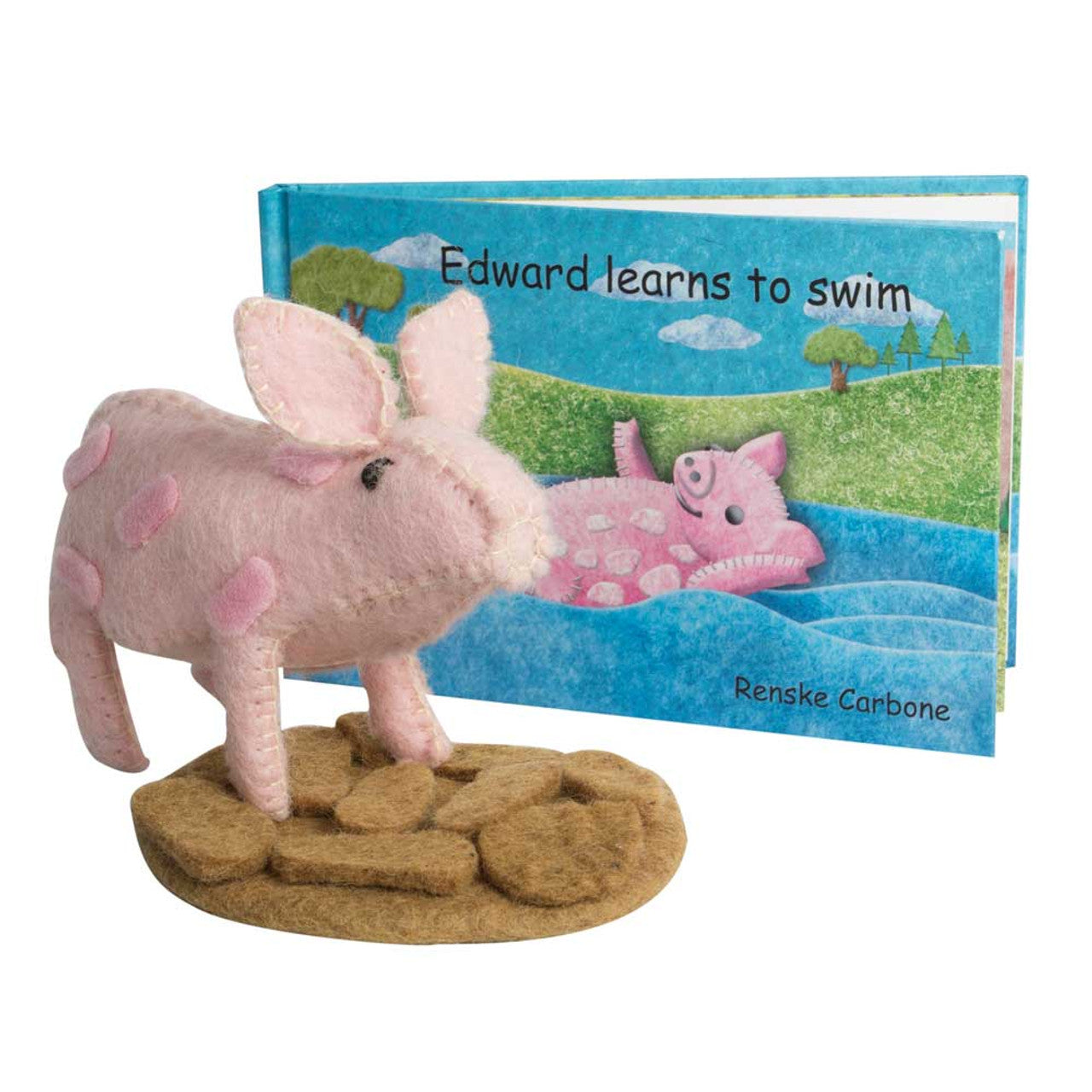 Edward Learns to Swim _ Book and Felt PIg