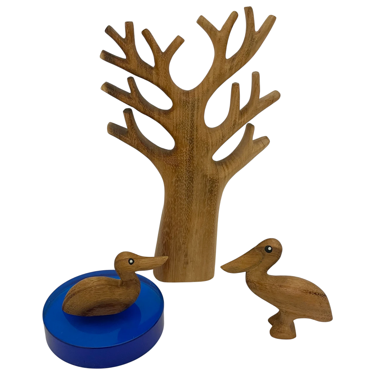 Wooden Pelicans - 3pc Hand Carved