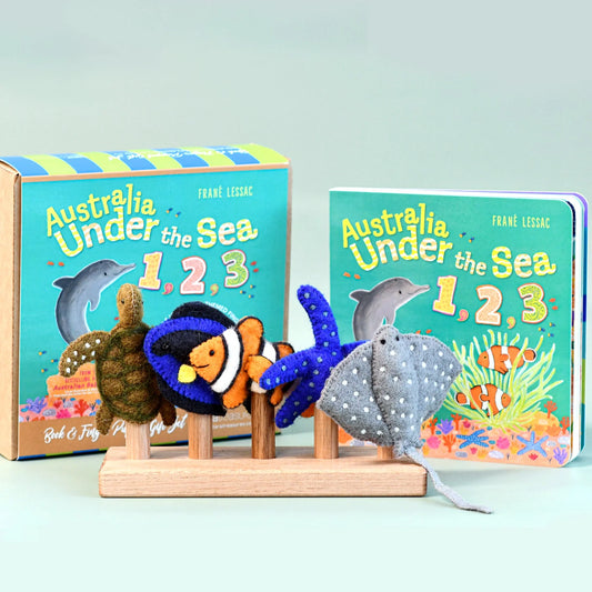 Australia Under the Sea 1, 2, 3 Finger Puppets & Book