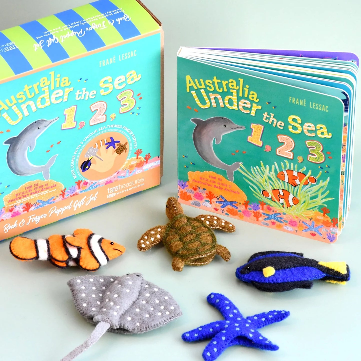 Australia Under the Sea 1, 2, 3 Finger Puppets & Book