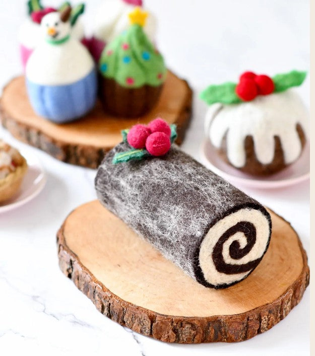 Felt Christmas Yule Log Cake