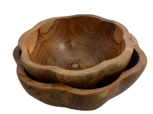 Wooden Daisy Bowls - 2pc