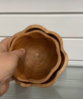 Wooden Daisy Bowls - 2pc