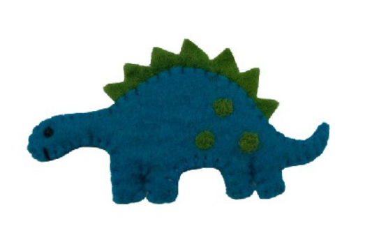 Blue Felt Dinosaur Finger Puppet