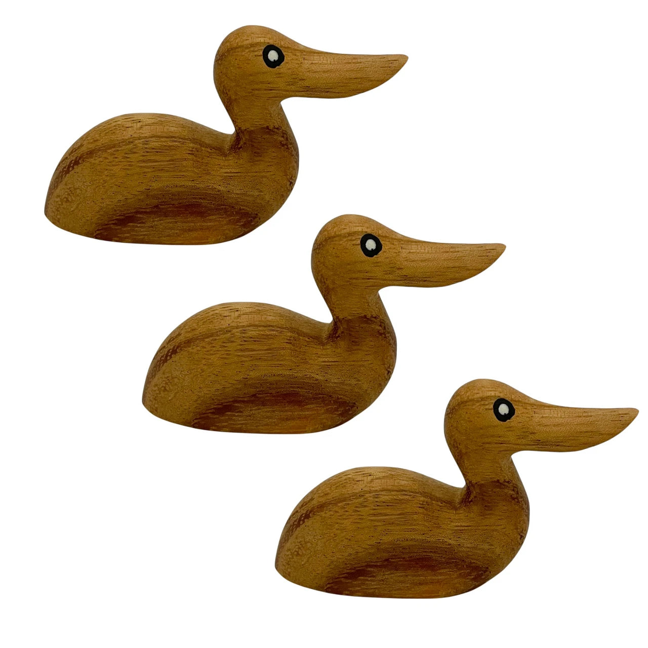 Hand Carved Wooden Ducks Set of 3
