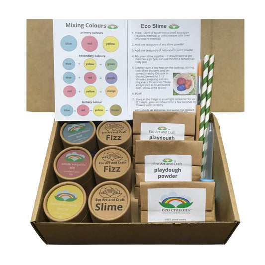 Eco Art & Crafts - ECO CRAFT KIT: CRAYONS, PAINTS, SLIME, FIZZ, PLAYDOUGH & TOOLS