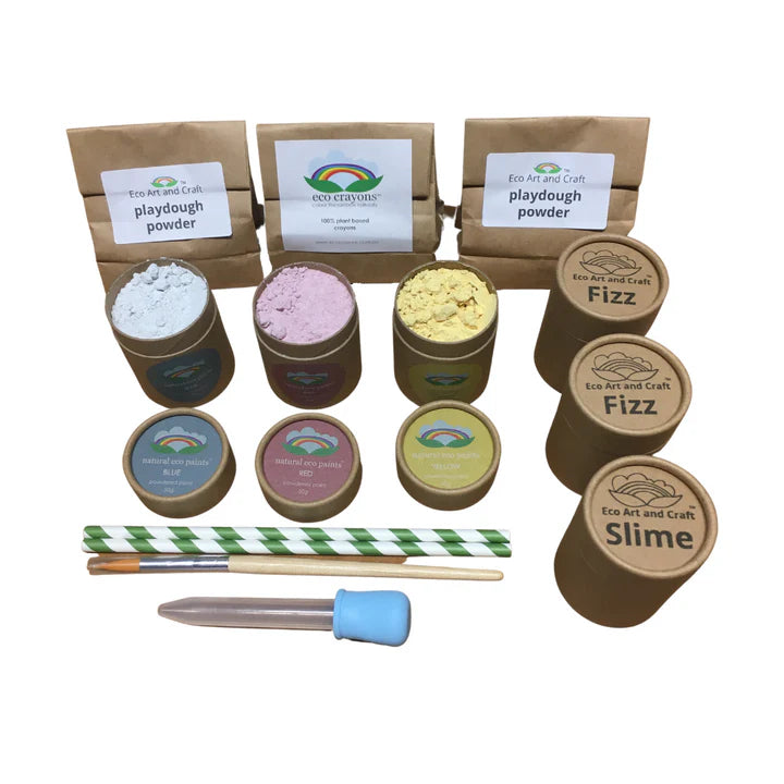 Eco Art & Crafts - ECO CRAFT KIT: CRAYONS, PAINTS, SLIME, FIZZ, PLAYDOUGH & TOOLS