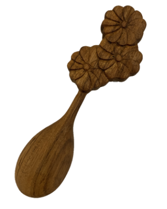 Wooden Flower Spoon Triple Flowers - 1pc