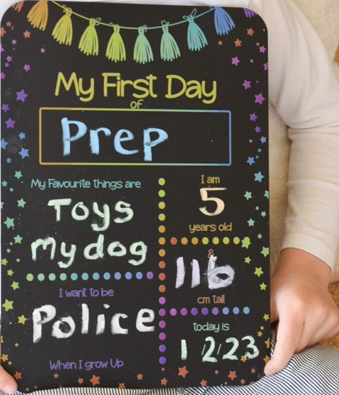 First Day of School Blackboard - Stars