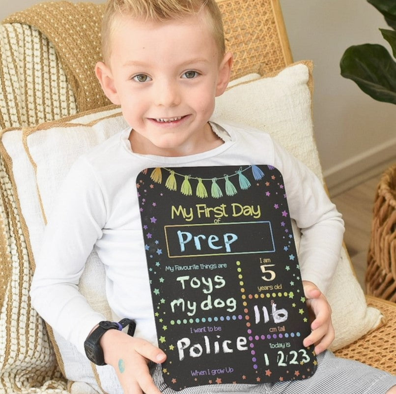 First Day of School Blackboard - Stars