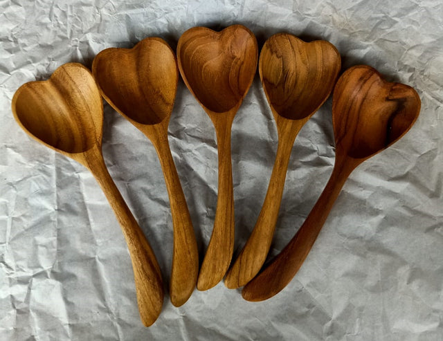 Teak Heart Spoons - 1pc