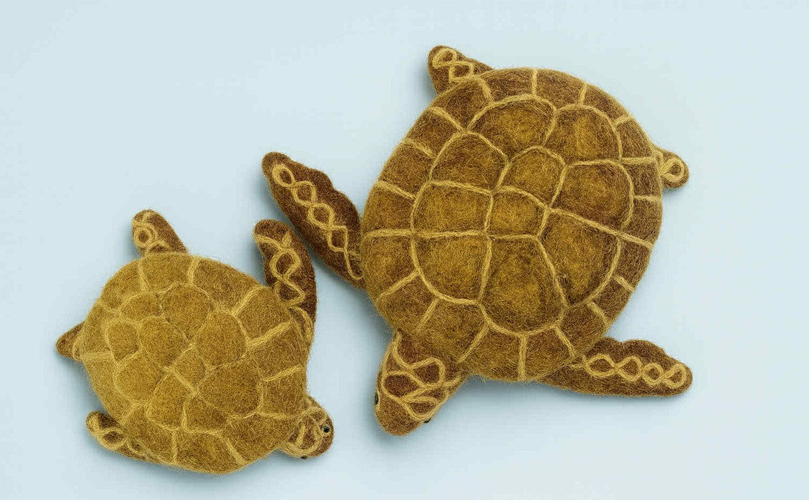 Mama and Baby Felt Brown Turtles 2pc