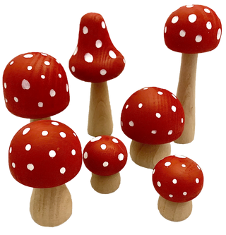 Mushrooms Red with White Dots - 7pc