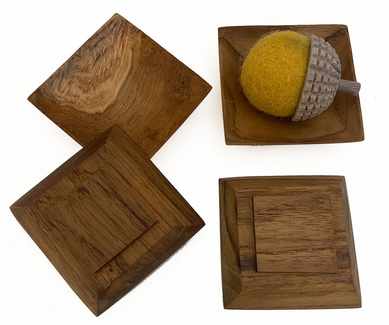 Square Wooden Bowls 2pc